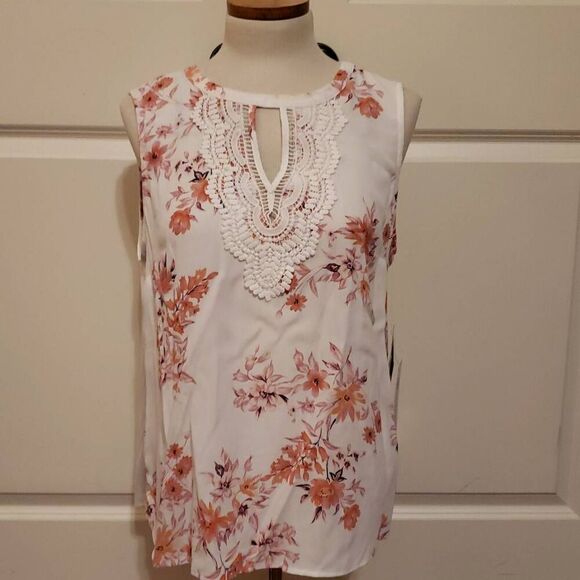 Stitch Fix | Daniel Rainn Womens Quin Keyhole Crochet Top Size Petite Large New - Picture 1 of 4